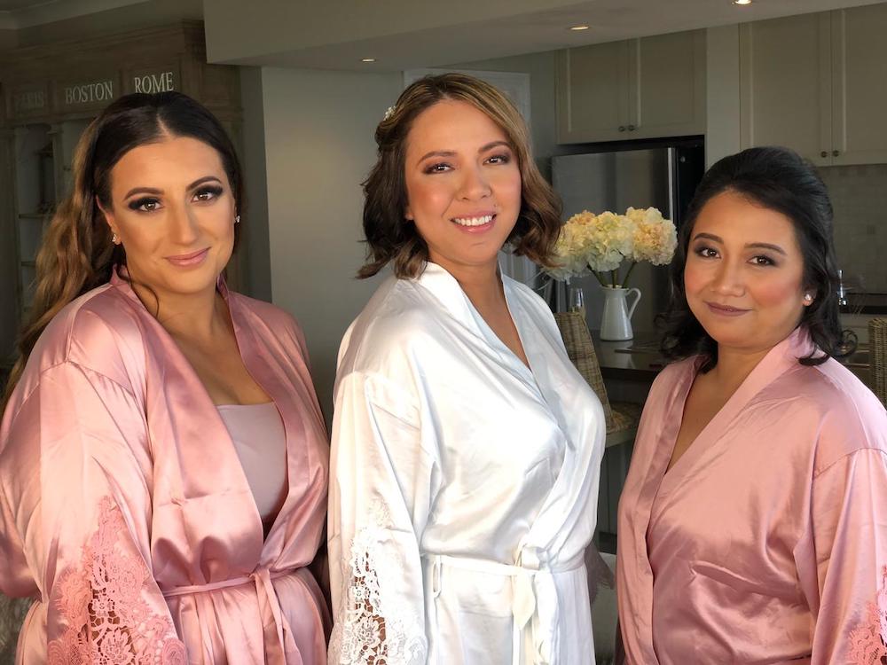 bride and bridesmaid styles by makeup artist